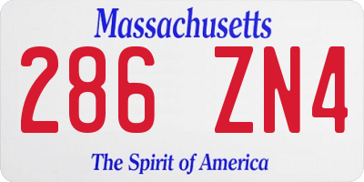 MA license plate 286ZN4