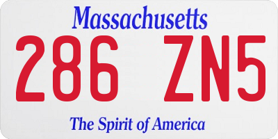 MA license plate 286ZN5