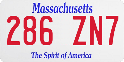 MA license plate 286ZN7