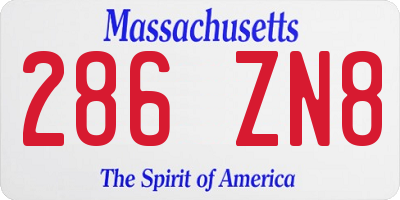 MA license plate 286ZN8