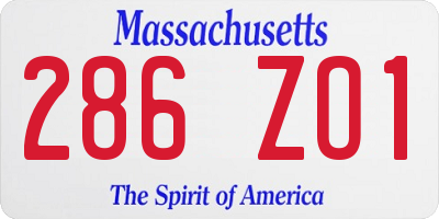 MA license plate 286ZO1