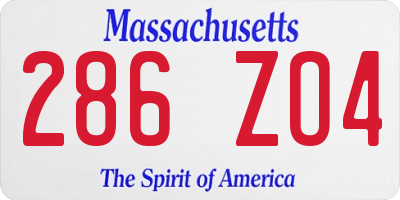 MA license plate 286ZO4