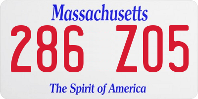 MA license plate 286ZO5