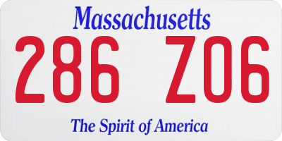 MA license plate 286ZO6