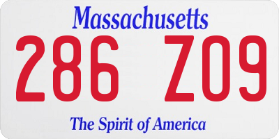MA license plate 286ZO9