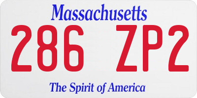 MA license plate 286ZP2