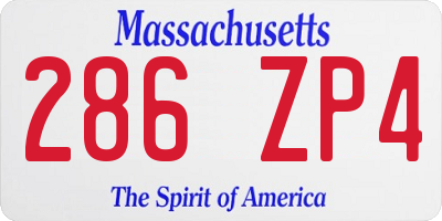 MA license plate 286ZP4