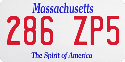 MA license plate 286ZP5