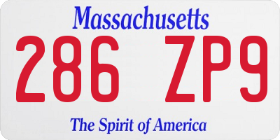 MA license plate 286ZP9