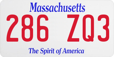 MA license plate 286ZQ3