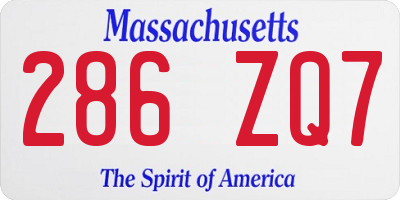 MA license plate 286ZQ7