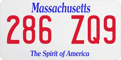 MA license plate 286ZQ9