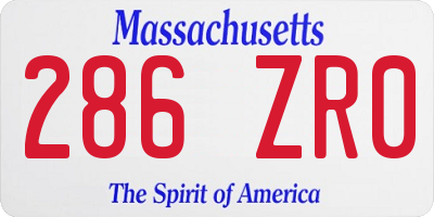MA license plate 286ZR0