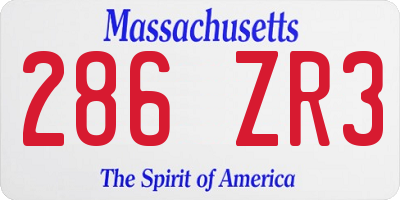 MA license plate 286ZR3