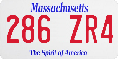 MA license plate 286ZR4