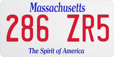 MA license plate 286ZR5