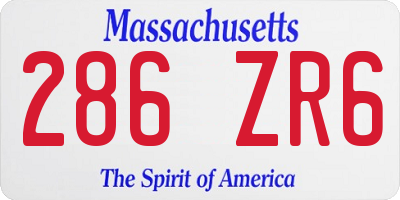 MA license plate 286ZR6
