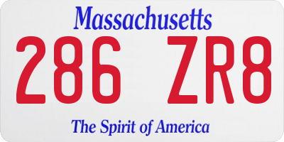 MA license plate 286ZR8