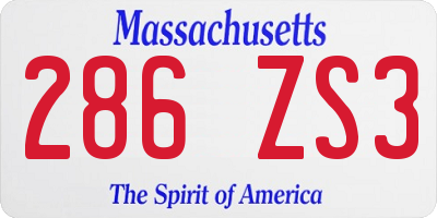 MA license plate 286ZS3