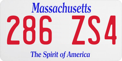 MA license plate 286ZS4
