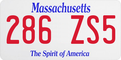MA license plate 286ZS5