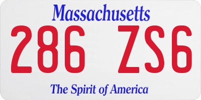 MA license plate 286ZS6