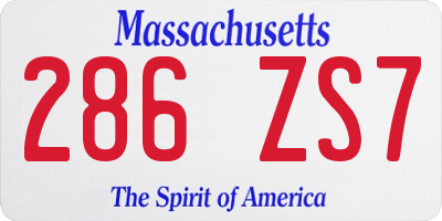 MA license plate 286ZS7