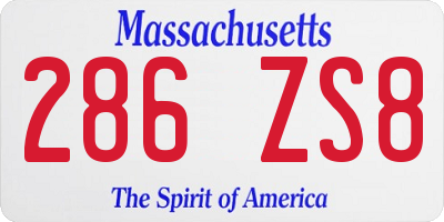 MA license plate 286ZS8