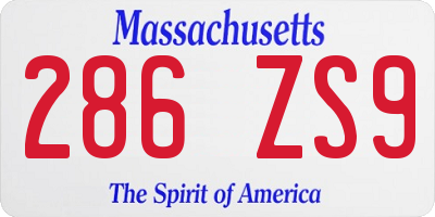 MA license plate 286ZS9
