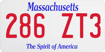MA license plate 286ZT3