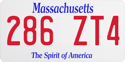 MA license plate 286ZT4