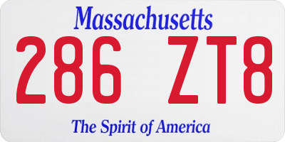 MA license plate 286ZT8