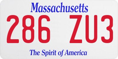 MA license plate 286ZU3