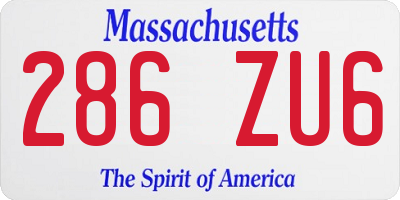 MA license plate 286ZU6