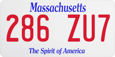MA license plate 286ZU7