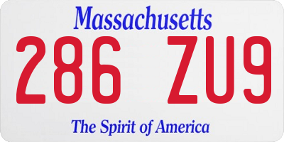 MA license plate 286ZU9