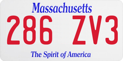 MA license plate 286ZV3