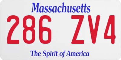 MA license plate 286ZV4