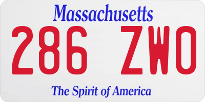 MA license plate 286ZW0