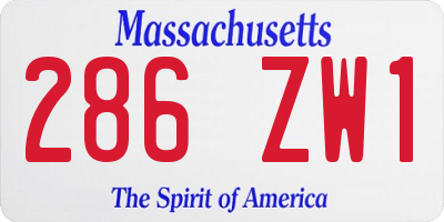 MA license plate 286ZW1