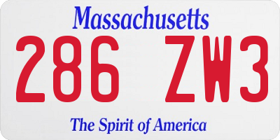 MA license plate 286ZW3