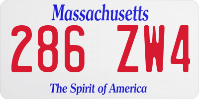 MA license plate 286ZW4