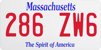 MA license plate 286ZW6