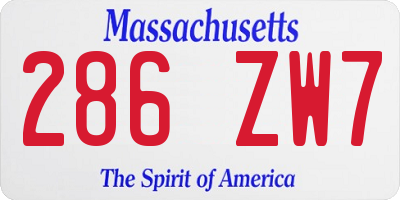 MA license plate 286ZW7