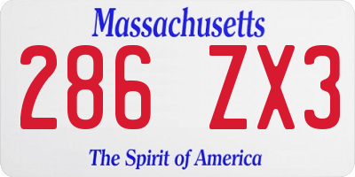 MA license plate 286ZX3