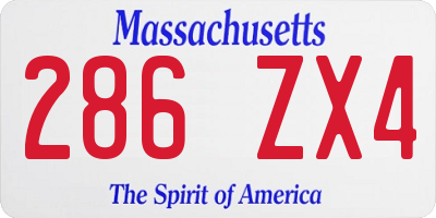 MA license plate 286ZX4