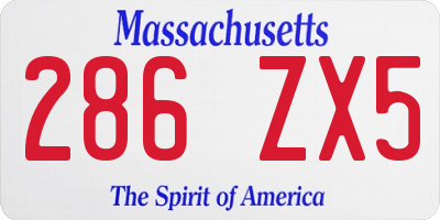 MA license plate 286ZX5
