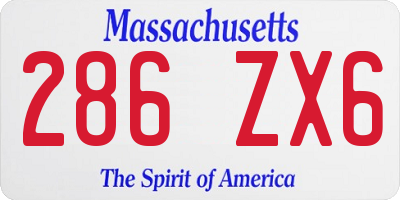 MA license plate 286ZX6