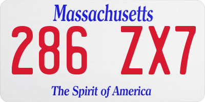 MA license plate 286ZX7
