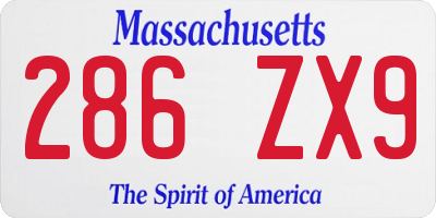 MA license plate 286ZX9